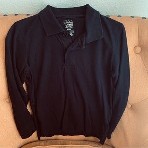 Faded Glory - Boys Black Long Sleeve Polo Shirt